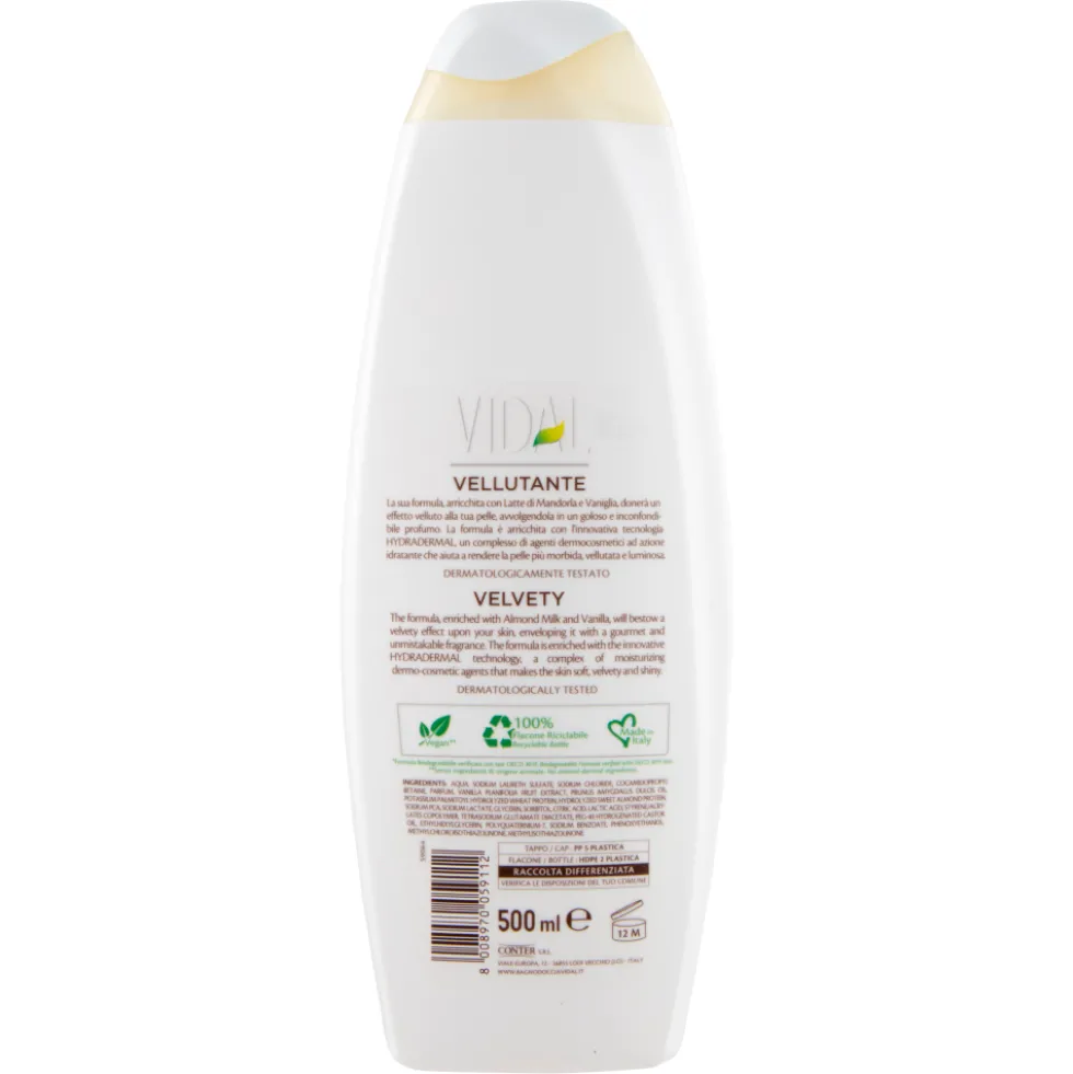Vidal Bagnodoccia Vellutante Latte E Vaniglia 500ml