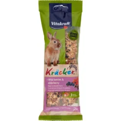Vitakraft Kräcker Original + Frutti di Bosco & Bacche di Sambuco Conigli Nani 2 Pezzi