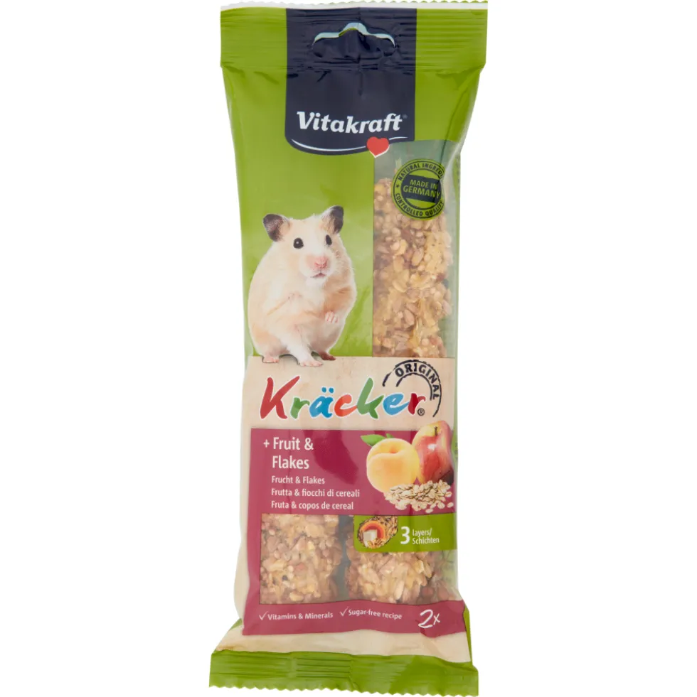 Vitakraft Kräcker Original + Frutta & Fiocchi di Cereali Criceti 2 Pezzi