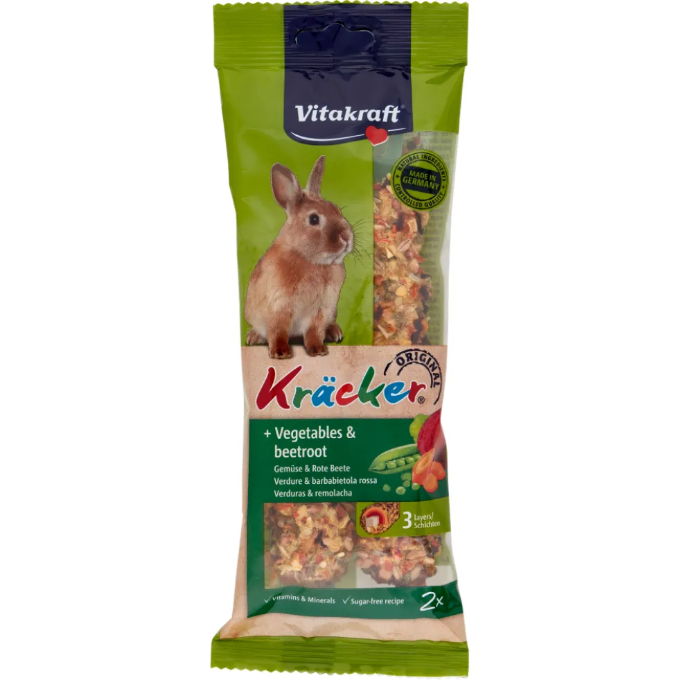 Vitakraft Kräcker Original + Verdure & Barbabietola Rossa Conigli Nani 2 Pezzi 112 g