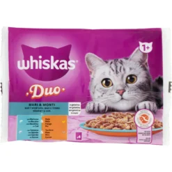 Whiskas Duo Mari & Monti in Gelatina, con Merluzzo & Pollo, con Salmone & Tacchino 4 x 85 g