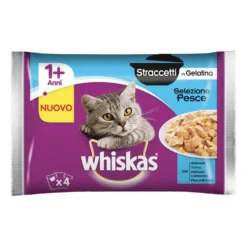 Whiskas Straccetti in Gelatina Selezione Pesce (1+ Anni) 4 Buste 85 g