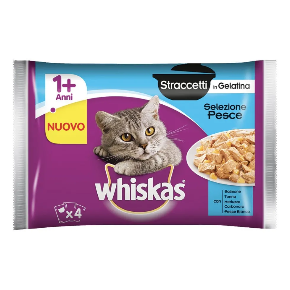 Whiskas Straccetti in Gelatina Selezione Pesce (1+ Anni) 4 Buste 85 g