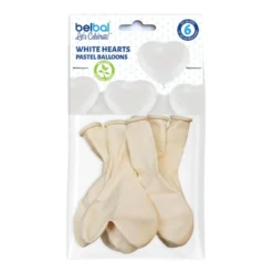 White Hearts Pastel Balloons 6 Pezzi